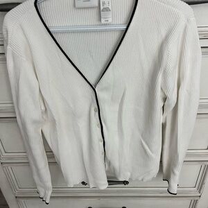 Liz Claiborne White Cardigan with Black Accents